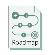 route van start naar doel met genummerde stappen en de tekst roadmap op een icoon voor een bestand.